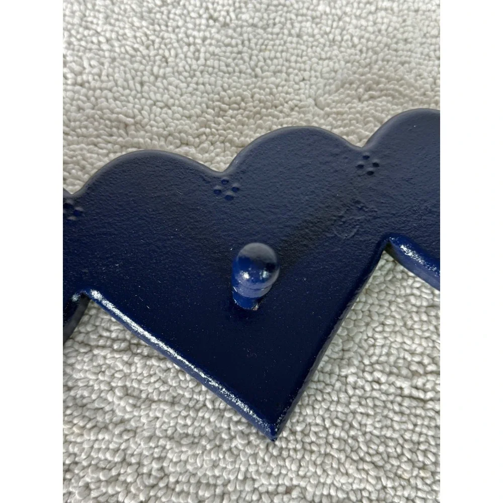 Vintage‎ Navy Blue Wooden Heart Wall Rack 4 Hook Country Home Decor